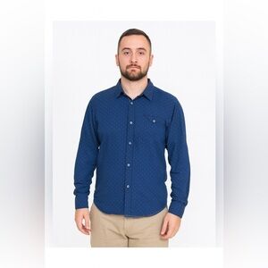 Six Lincoln Men's Long Sleeve Shirt Blue White 2X NWT